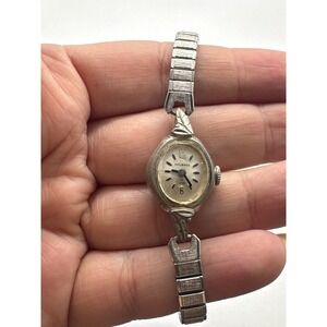 Vintage‎ Helbros Silver Tone 21 Jewels Womens Cocktail Watch